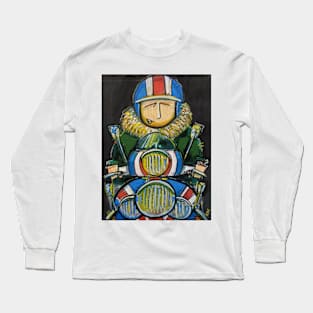 Retro Scooter, Classic Scooter, Scooterist, Scootering, Scooter Rider, Mod Art Long Sleeve T-Shirt